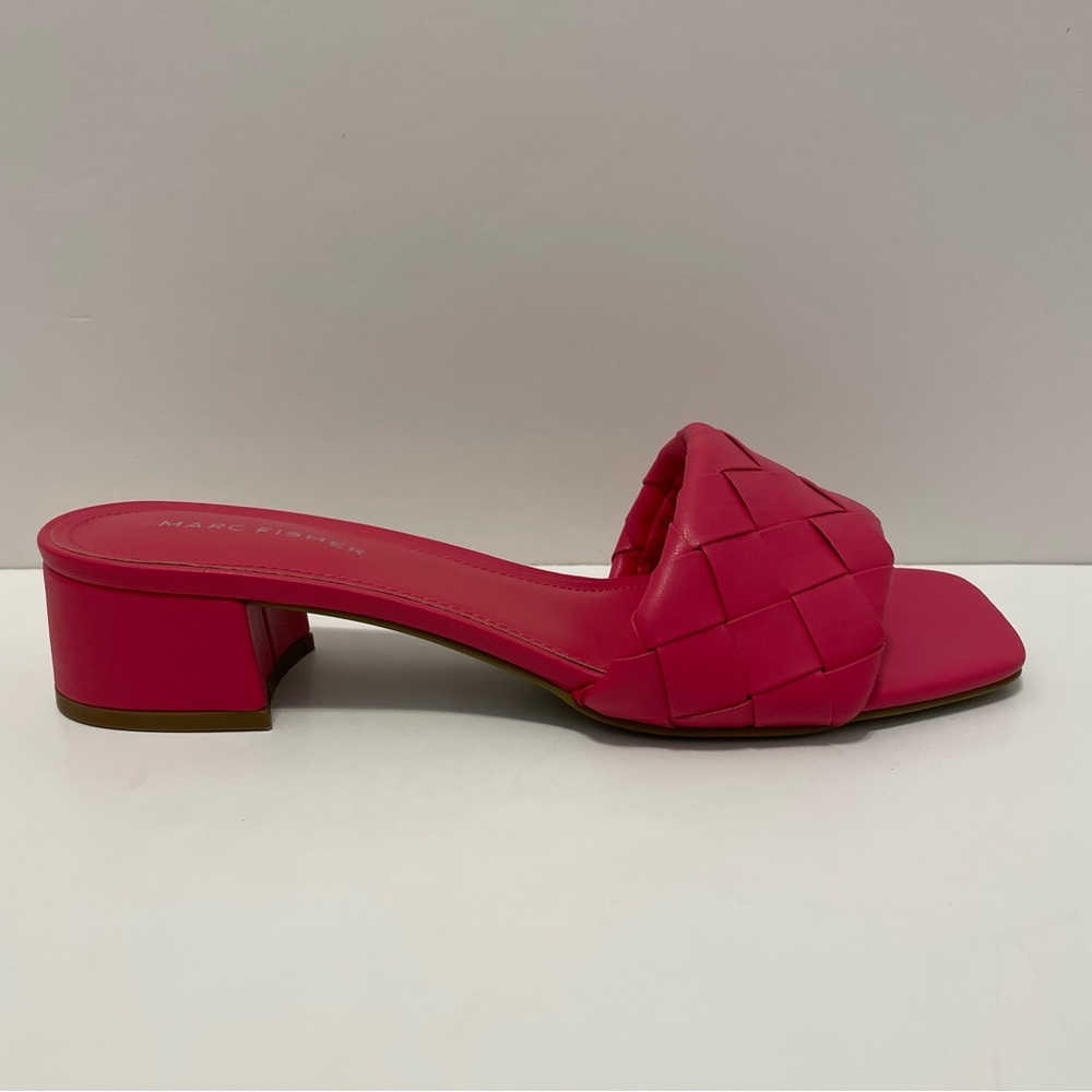 NWOT Marc Fisher Casara Block Heel Braided Slides Sandals Pink Size 8 - Picture 6 of 12